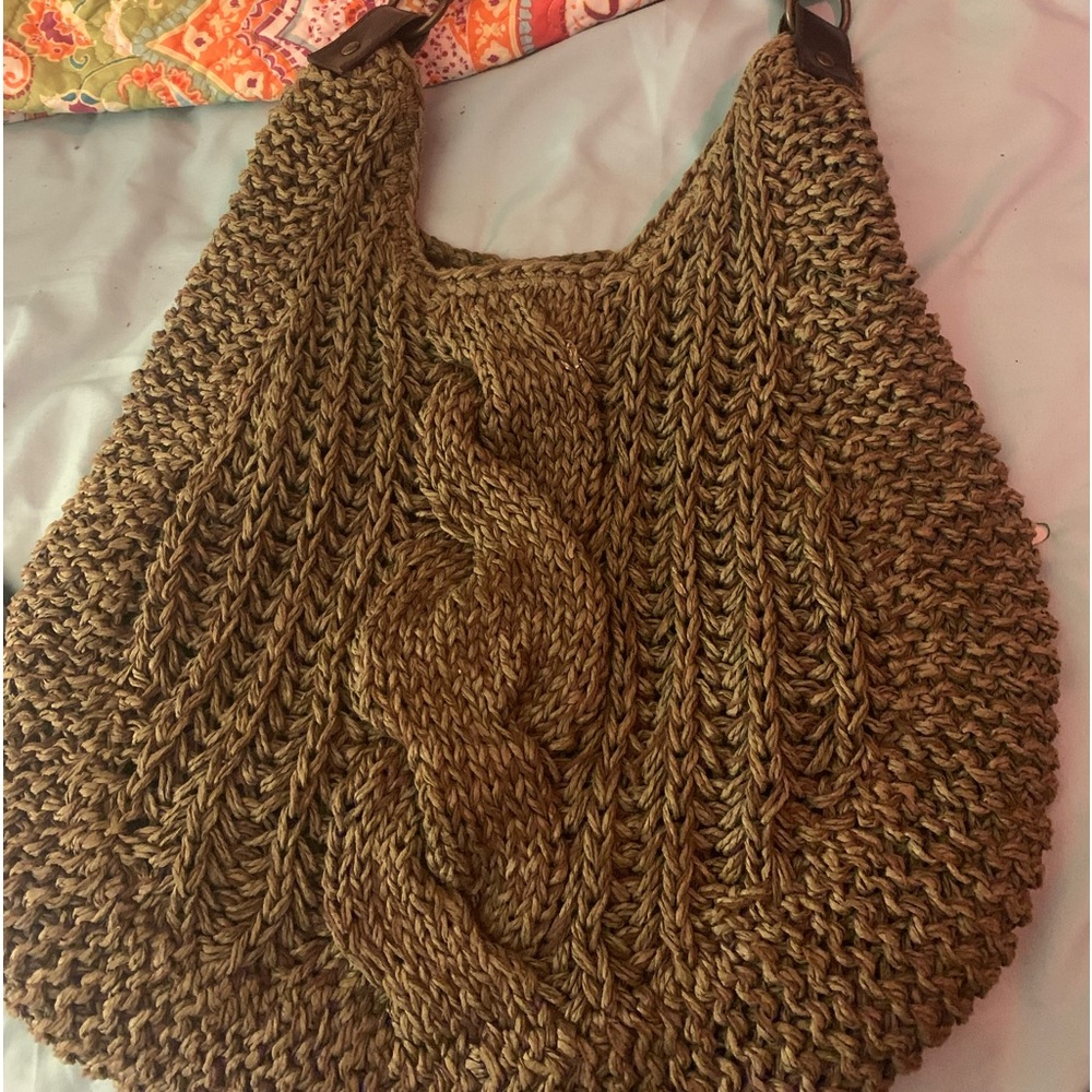 Hunter green cable woven purse